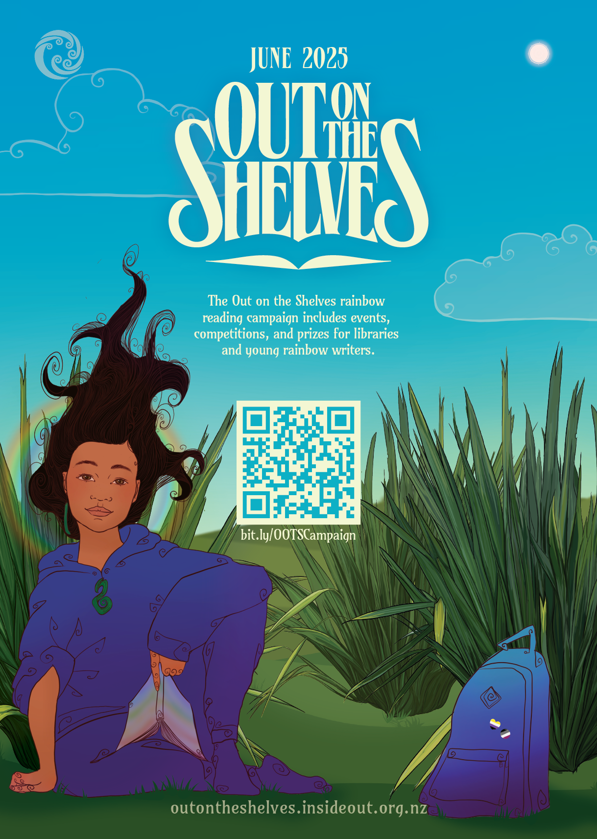 Out on the Shelves 2025 A promotional poster for the Out on the Shelves campaign for 2025