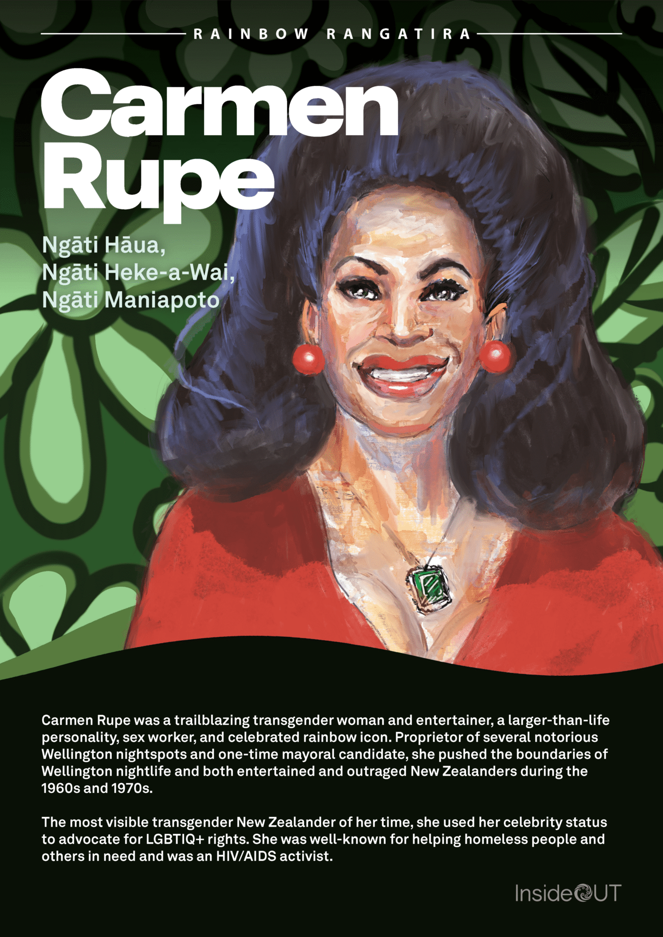 Carmen Rupe poster Poster with an illustration of Carmen Rupe