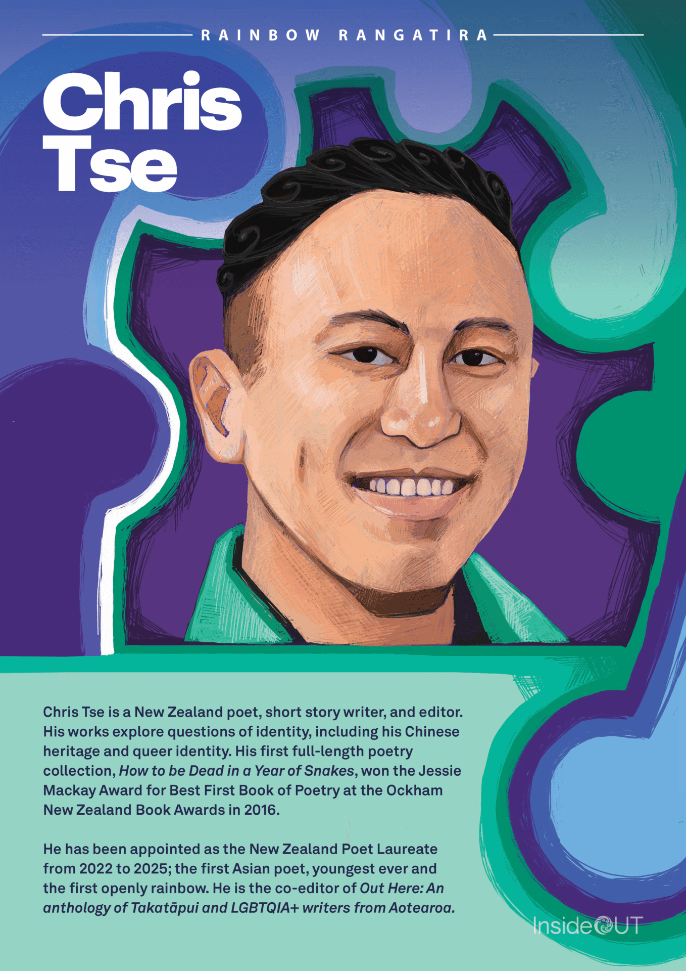 Chris Tse Poster with an illustration of Chris Tse