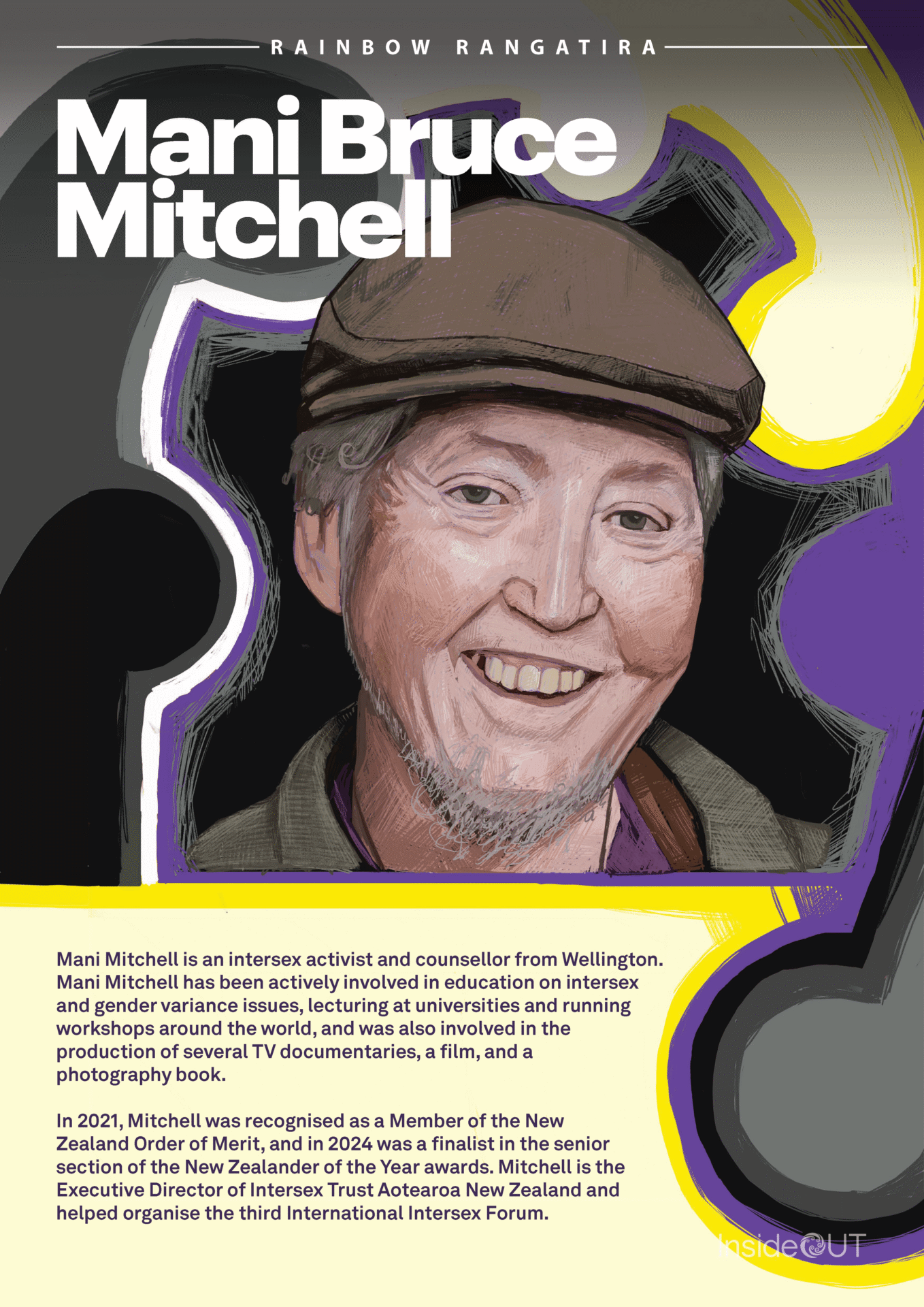Mani Mitchell poster Poster with an illustration of Mani Mitchell