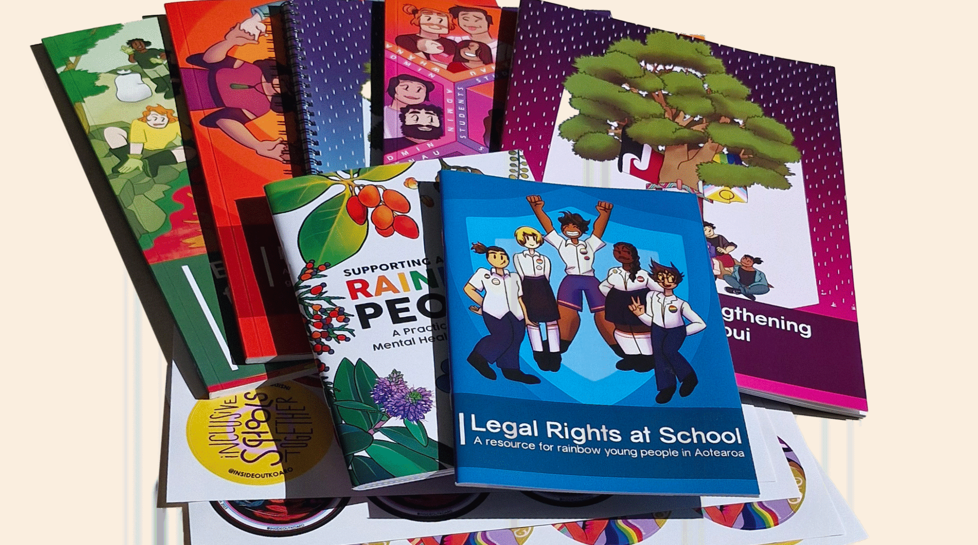 Resource bundle A stack of different coloured resource booklets