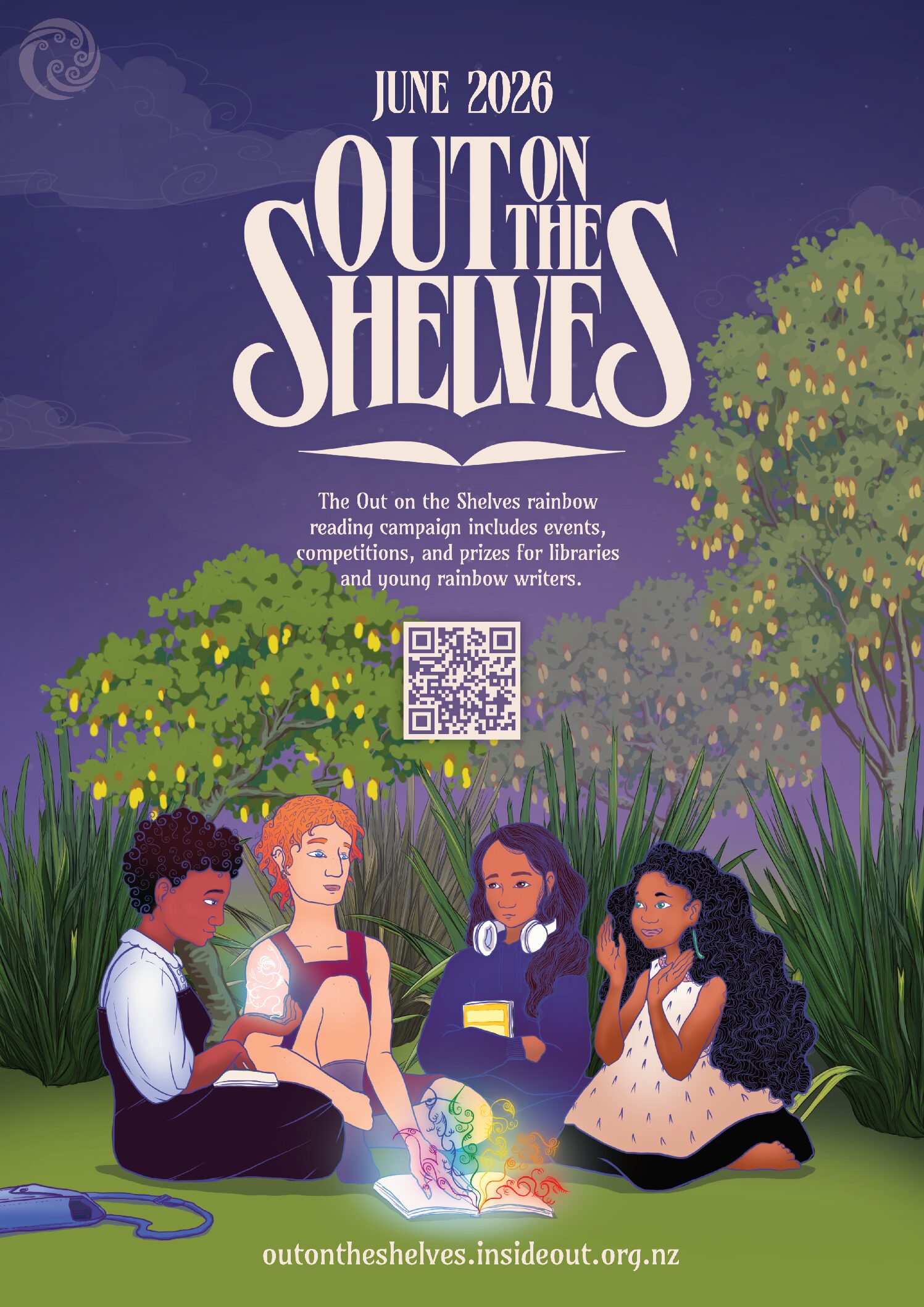 A poster for the Out on the Shelves online reading resource